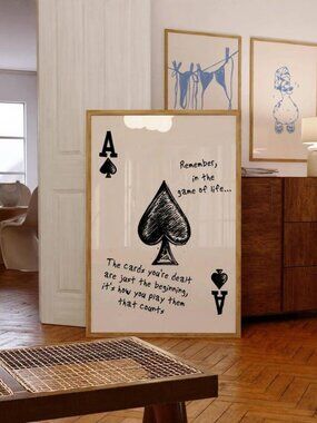 Game of Life Ace of Spades Poster, Motivational Quote Wall Art, Playing Card Pri